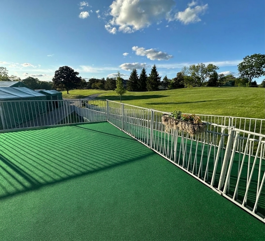 Rooftop event carpet installation